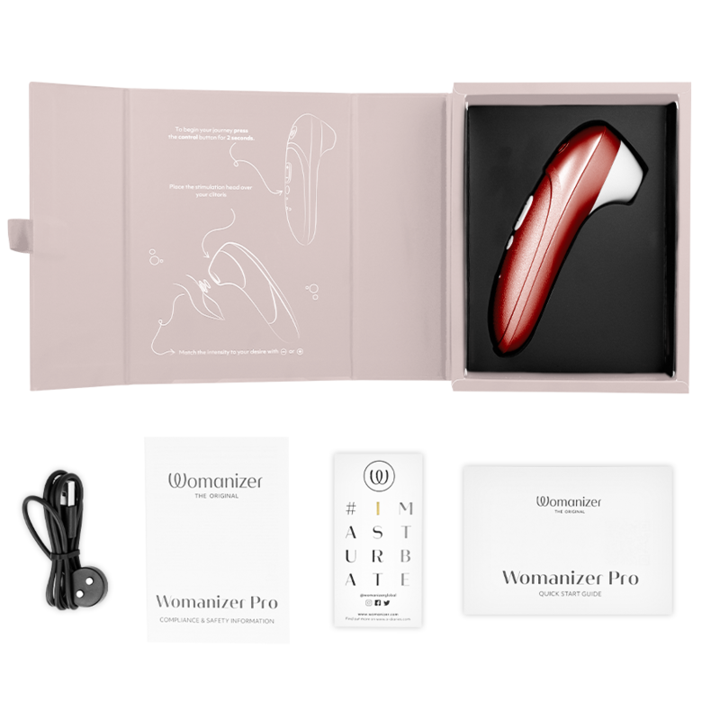 Womanizer Pro - Massaggiatore esterno, colore bordeaux - retro