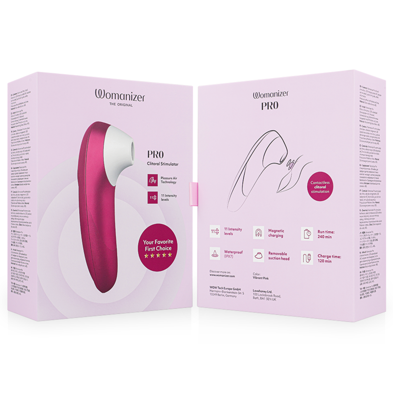 Womanizer Pro - Massaggiatore esterno, colore rosa - vista frontale