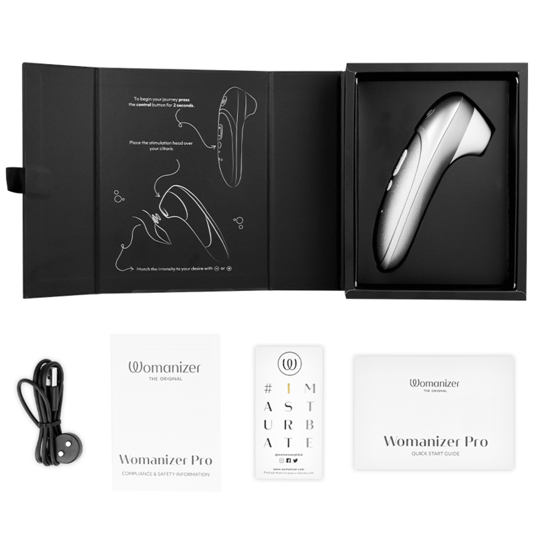 Womanizer Pro - Massaggiatore esterno, colore colore argento grigio - in mano per le dimensioni