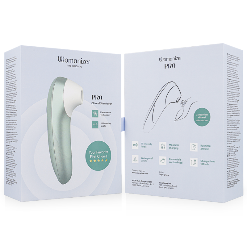 Womanizer Pro - Massaggiatore esterno, colore verde salvia - vista frontale