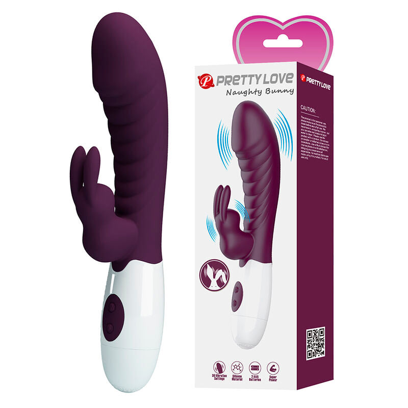 Pretty Love Naughty Bunny - Massaggiatore doppio, colore viola - vista laterale