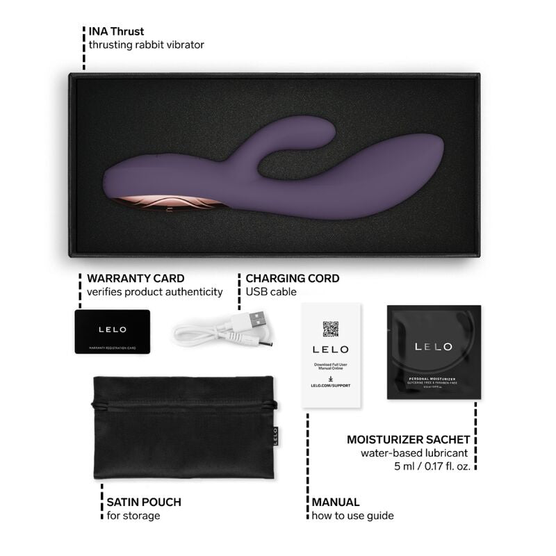 LELO Ina - Massaggiatore doppio, colore viola - nella confezione
