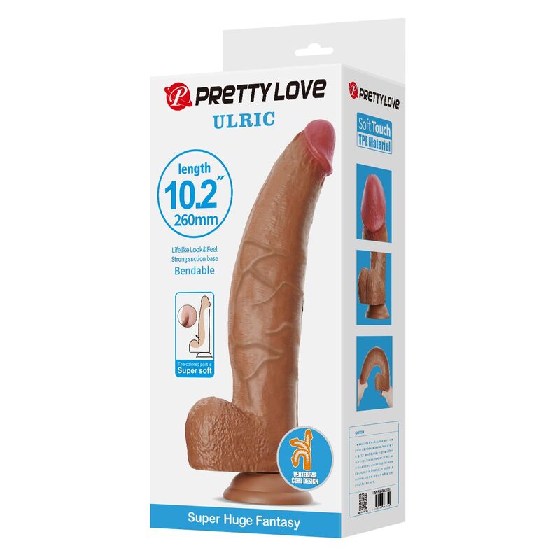 Pretty Love Flessibile - Massaggiatore curvo, colore ulric 26 cm ø 5.5 cm tpe marrone - dettaglio