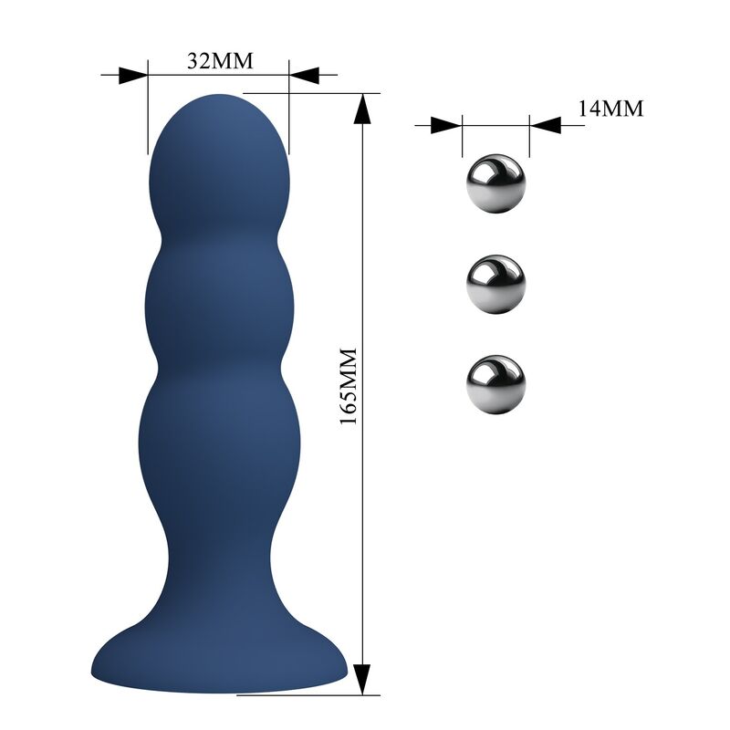 Mr Play Plug - Accessorio intimo, colore sfere metalliche ventosa blu - in mano per le dimensioni