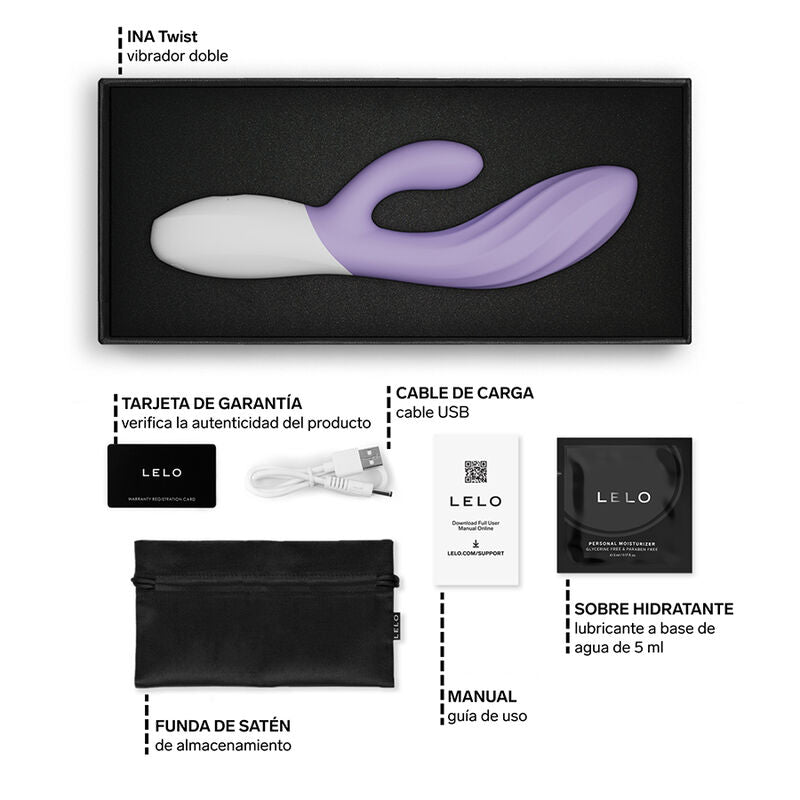 LELO Ina Twist - Massaggiatore doppio, colore lilla - retro