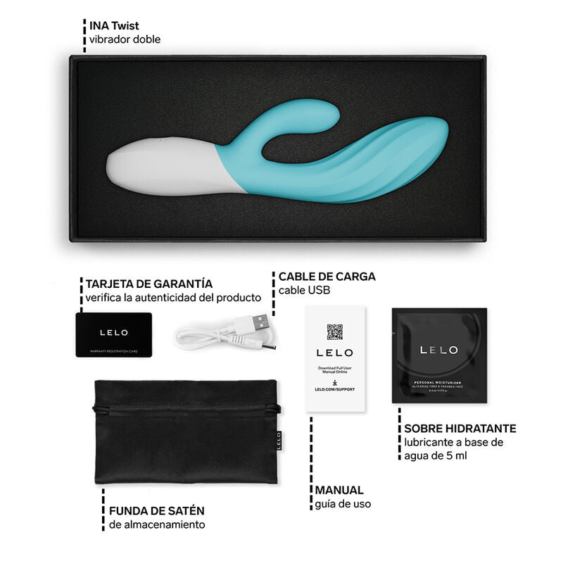 LELO Ina Twist - Massaggiatore doppio, colore turchese - retro
