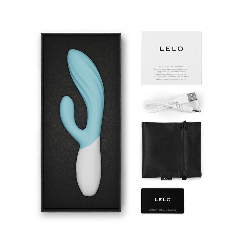 LELO Ina Twist - Massaggiatore doppio, colore turchese - in mano per le dimensioni
