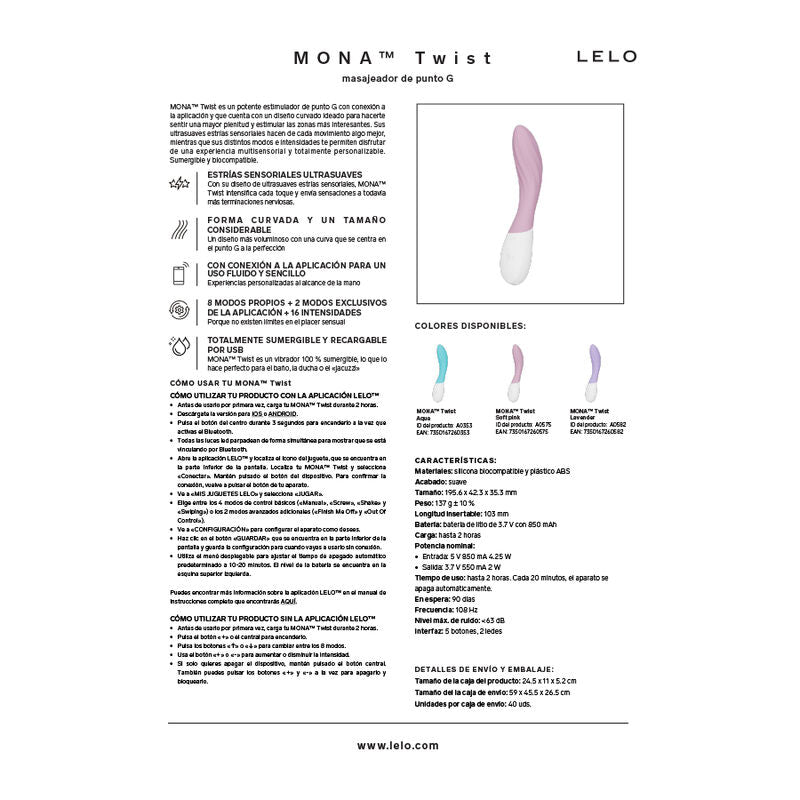 LELO Mona Twist - Massaggiatore con app, colore turchese - vista frontale
