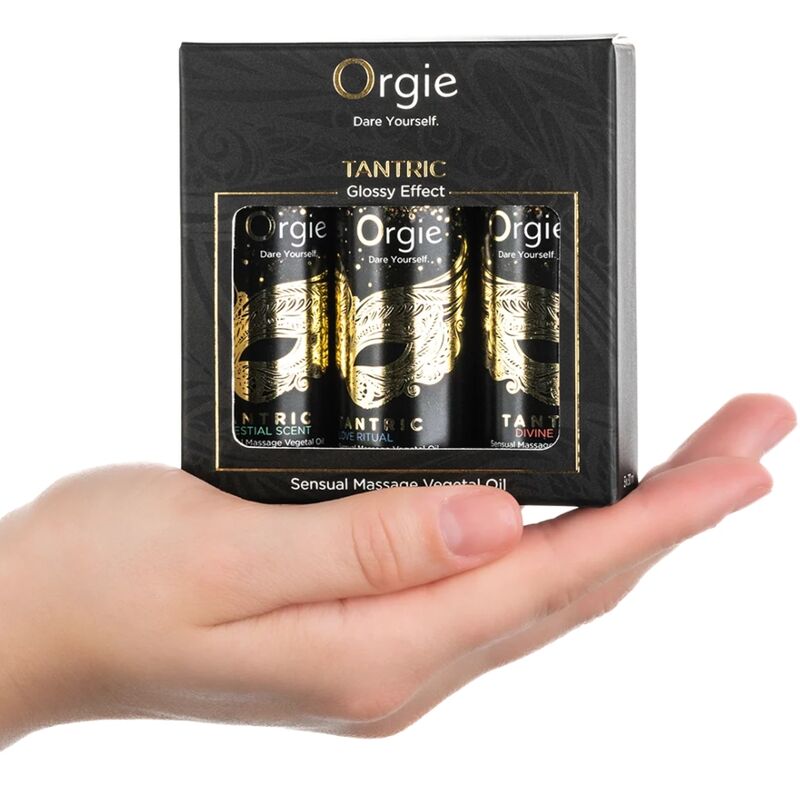 Orgie Collezione Tantrica 30 ml - Olio da massaggio, kit da 3 - vista laterale