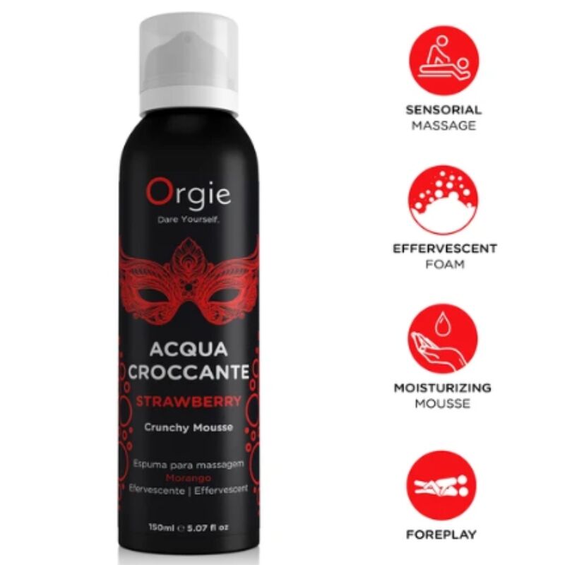 Orgie Croccante Mousse 150 ml - Olio da massaggio, kit da 3, colore alla fragola