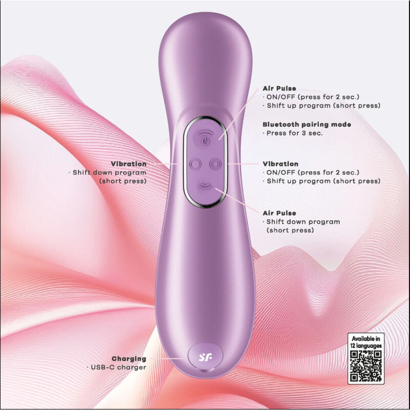 Satisfyer Pro 2 Generation 4 Amethyst con legenda dei comandi