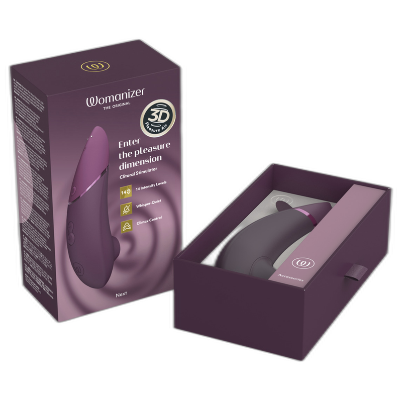 Womanizer Next - Massaggiatore ad aria pulsata, colore viola scuro - vista laterale