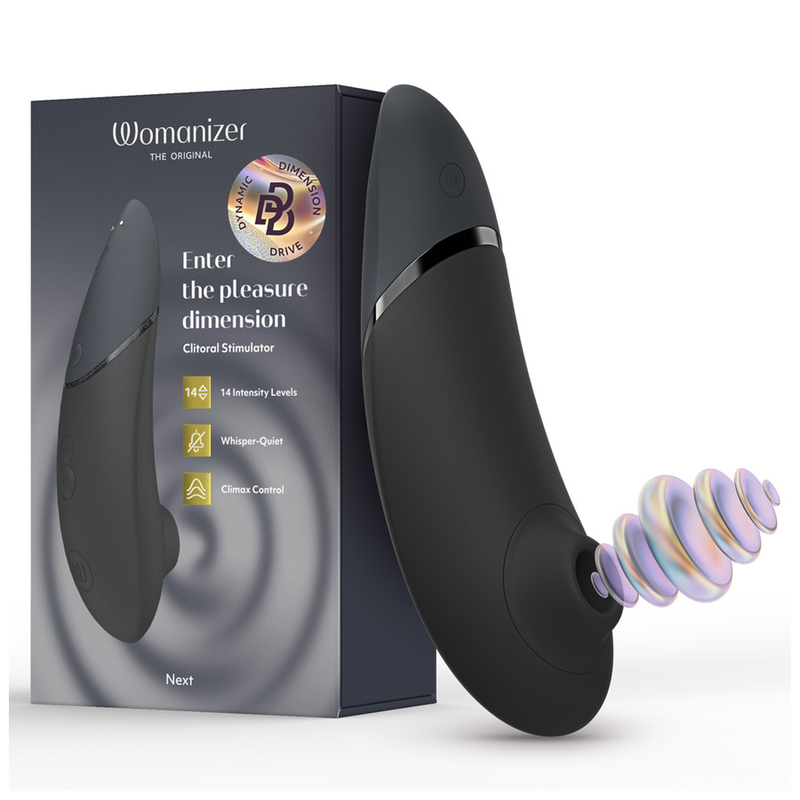 Womanizer Next - Massaggiatore ad aria pulsata, colore nero - in mano per le dimensioni