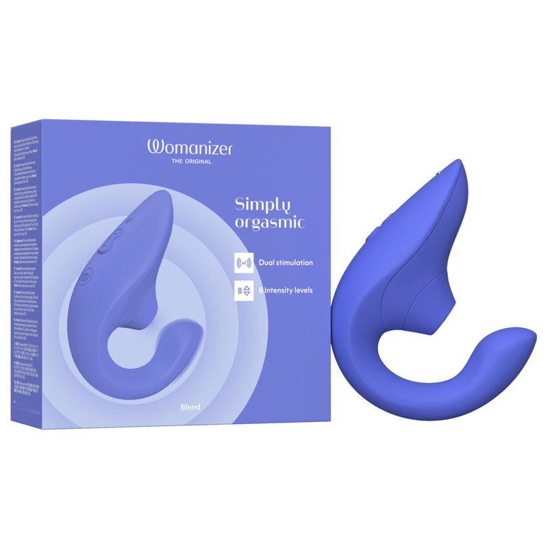 Womanizer Blend - Massaggiatore ad aria pulsata, colore vibrator blu - vista laterale