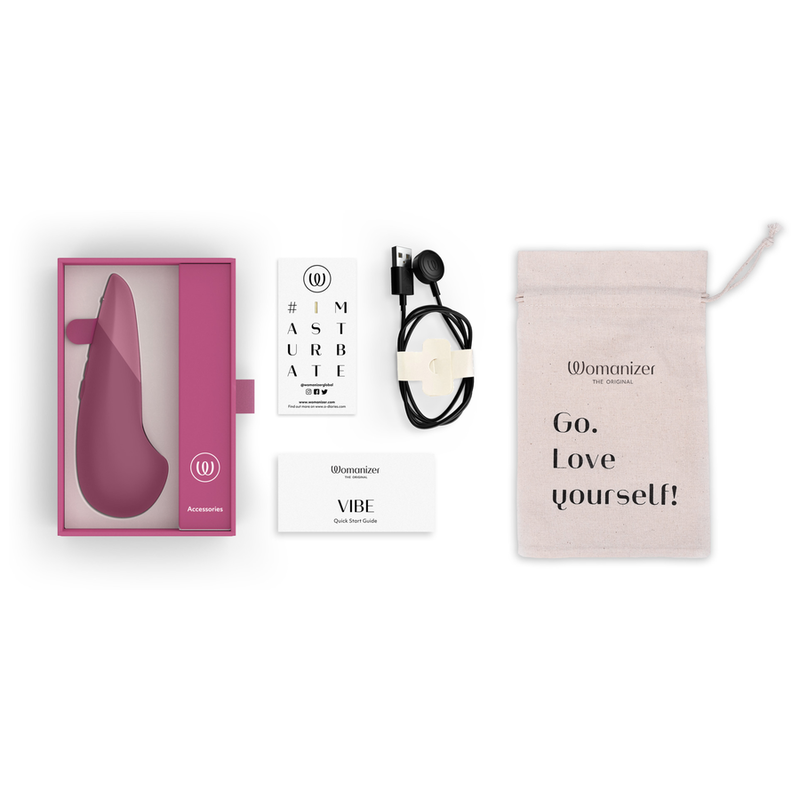 Womanizer Vibe Lay ON - Massaggiatore esterno, colore rosa scuro - vista laterale