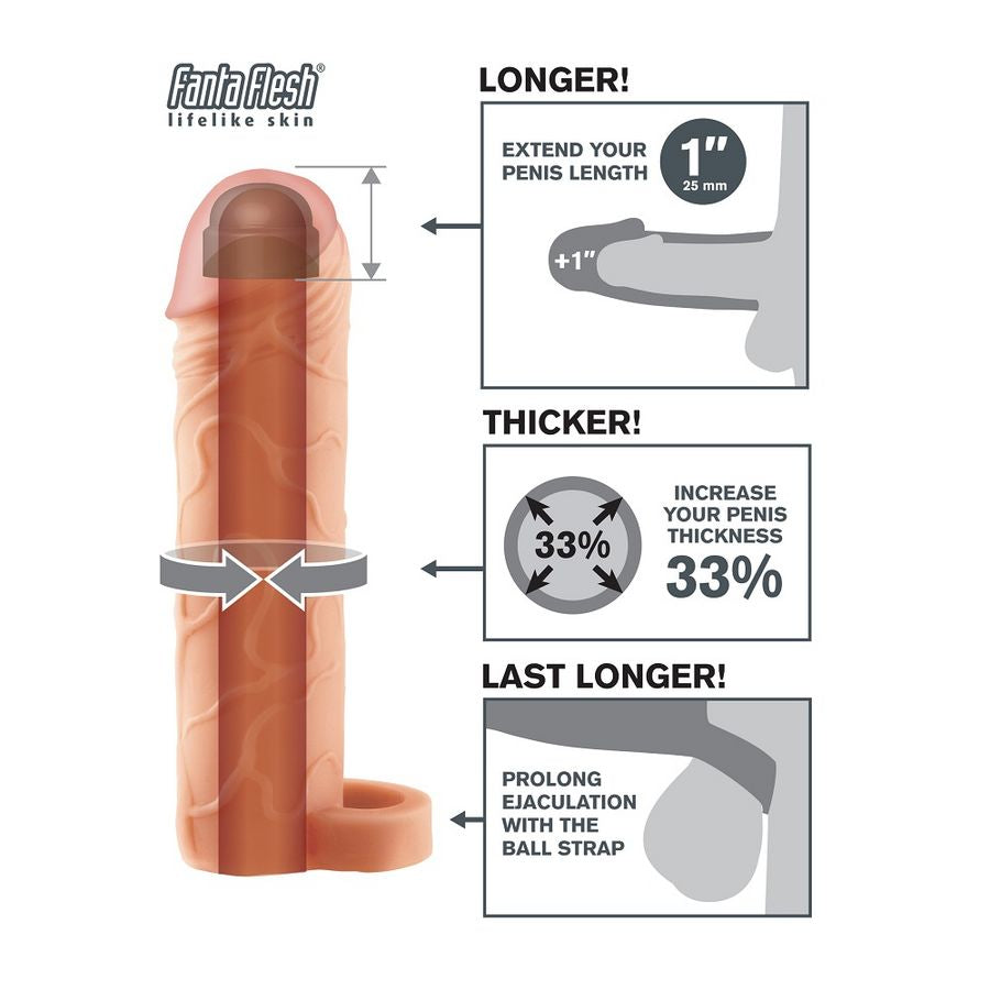 Fantasy X- Tensions Pelle Perfect 1 Extension Ball Strap - Accessorio intimo - nella confezione