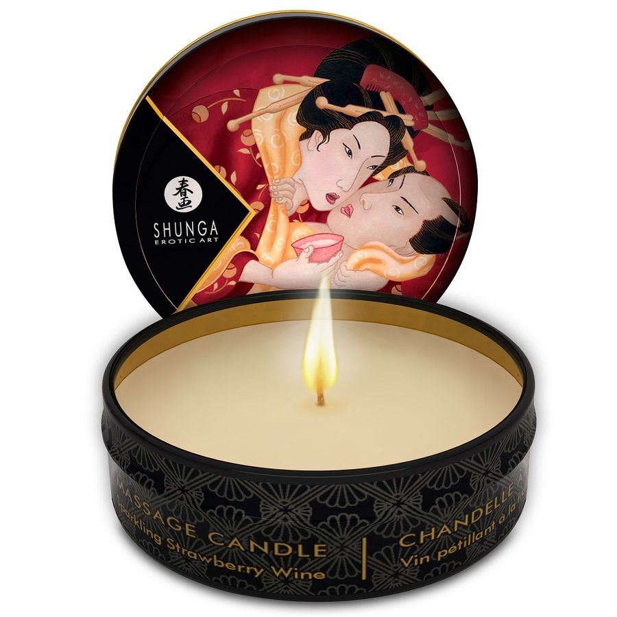 Shunga Caress BY Candlelight Espositore Candele 24 pezzi - Olio da massaggio - in mano per le dimensioni