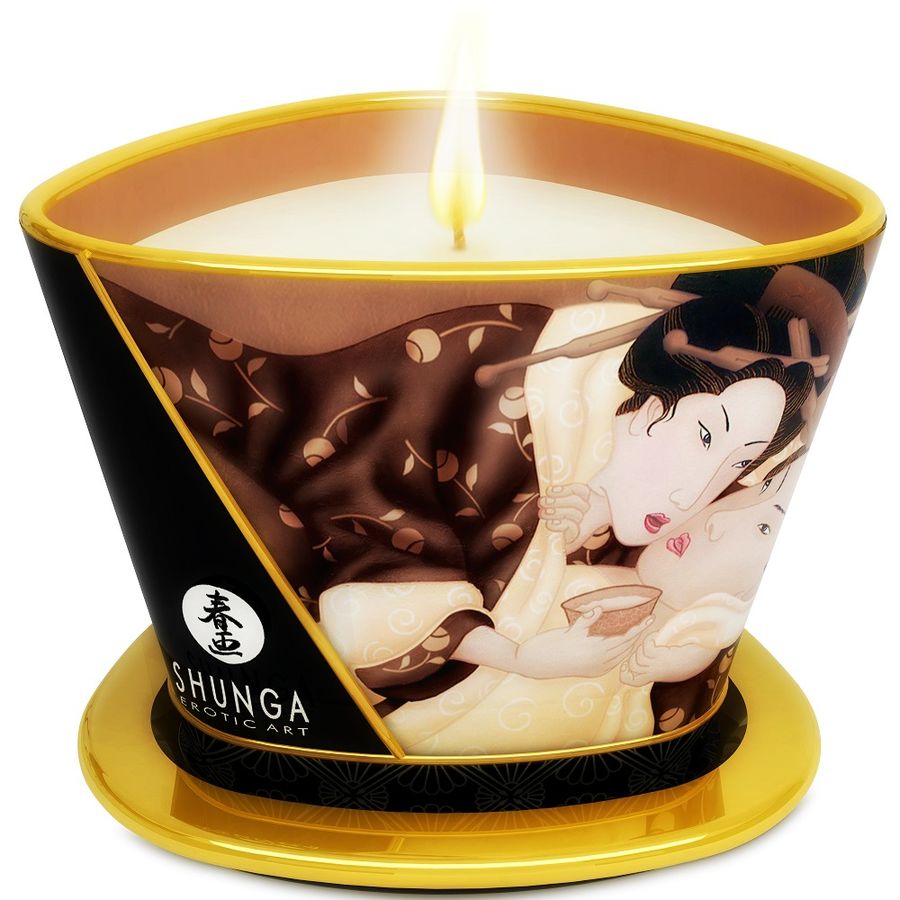 Shunga Caress BY Candelight Candela 170 ml - Olio da massaggio, kit da 3, colore al cioccolato