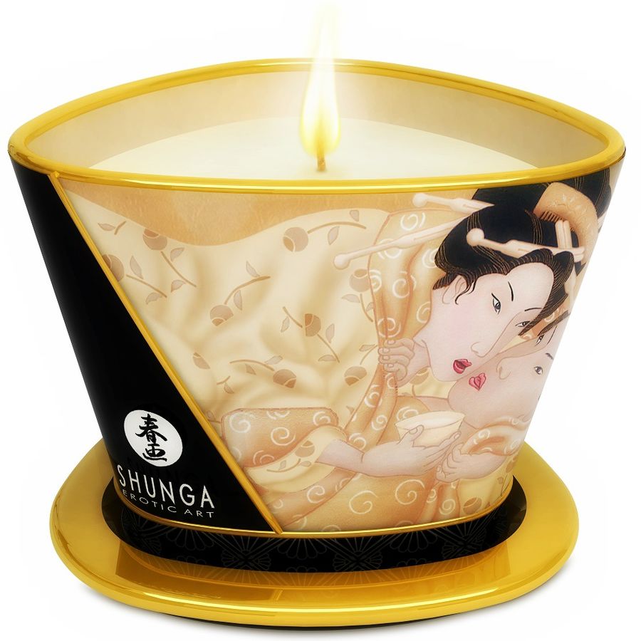 Shunga Caress BY Candelight Candela 170 ml - Olio da massaggio, kit da 3, colore alla vaniglia