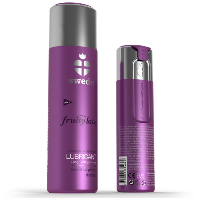 Swede Fruity Love 100 ml - Lubrificante, kit da 3, colore lampone rabarbaro
