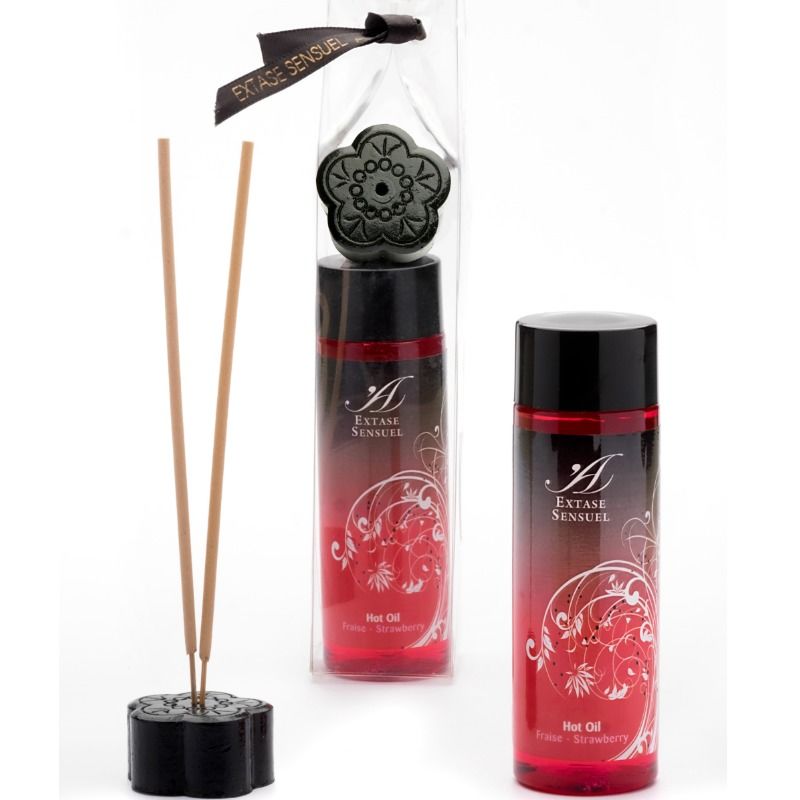 Extase Sensual Calore Stimolante Alla Fragola 30 ml - Olio da massaggio, kit da 3 - vista laterale