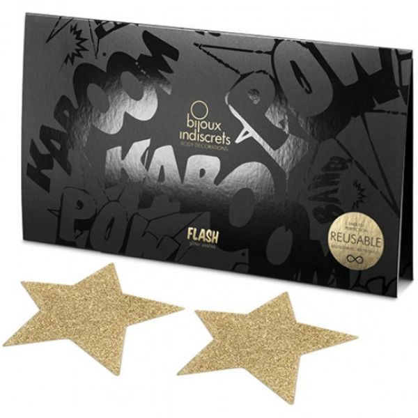 Bijoux Indiscrets Copri Capezzoli Flash Golden Star - Lingerie - nella confezione