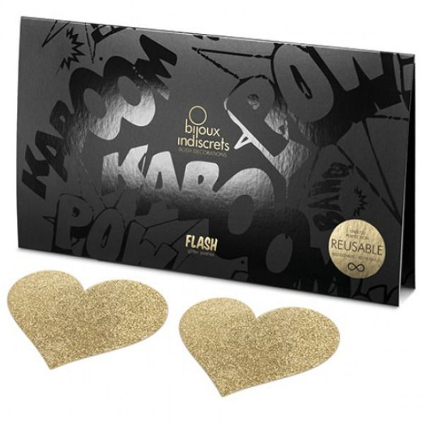 Bijoux Indiscrets Copri Capezzoli Flash Cuore Dorato - Lingerie - nella confezione