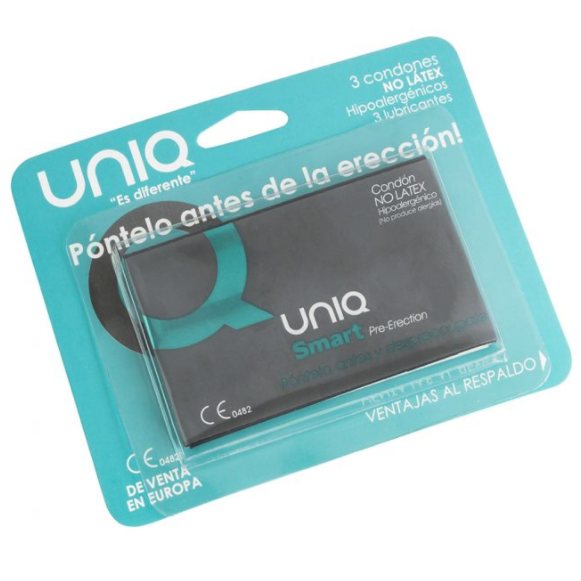 Uniq Smart Latex Free Pre Erection Condoms 3 Units - Preservativi, kit da 3