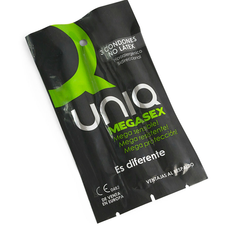 Uniq Megasex Latex Free Sensitive Condoms 3 Units - Preservativi, kit da 3