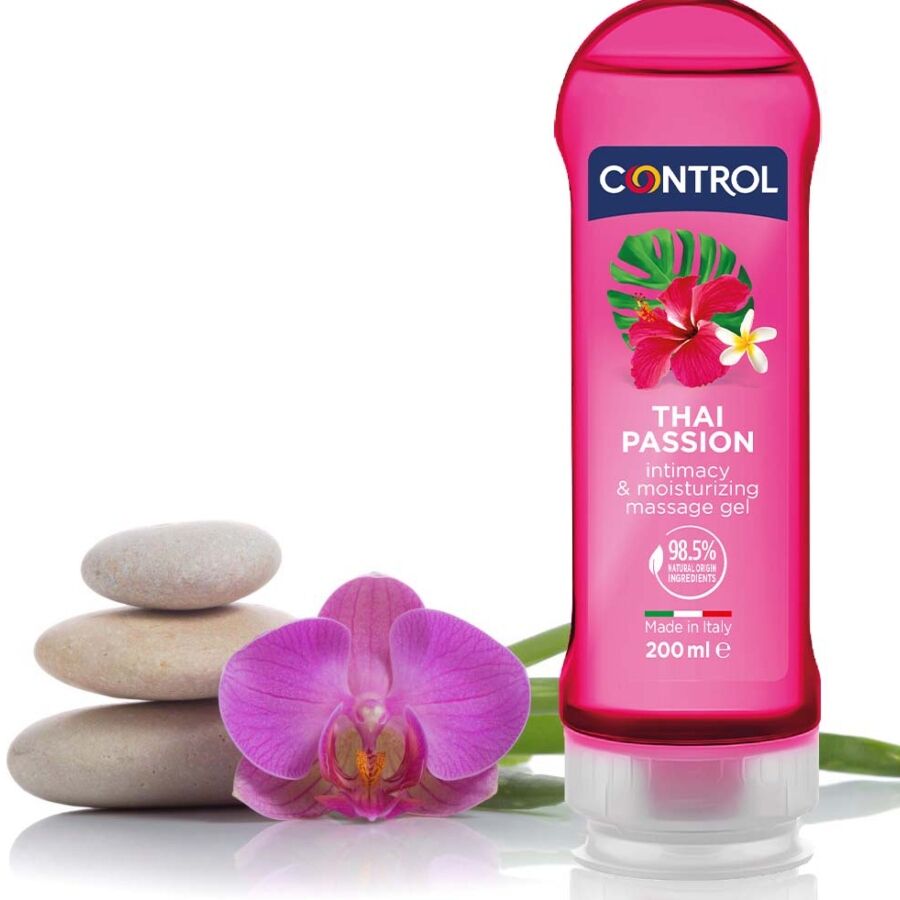 Control 2 EN 1 Passione Thai 200 ml - Olio da massaggio, kit da 3