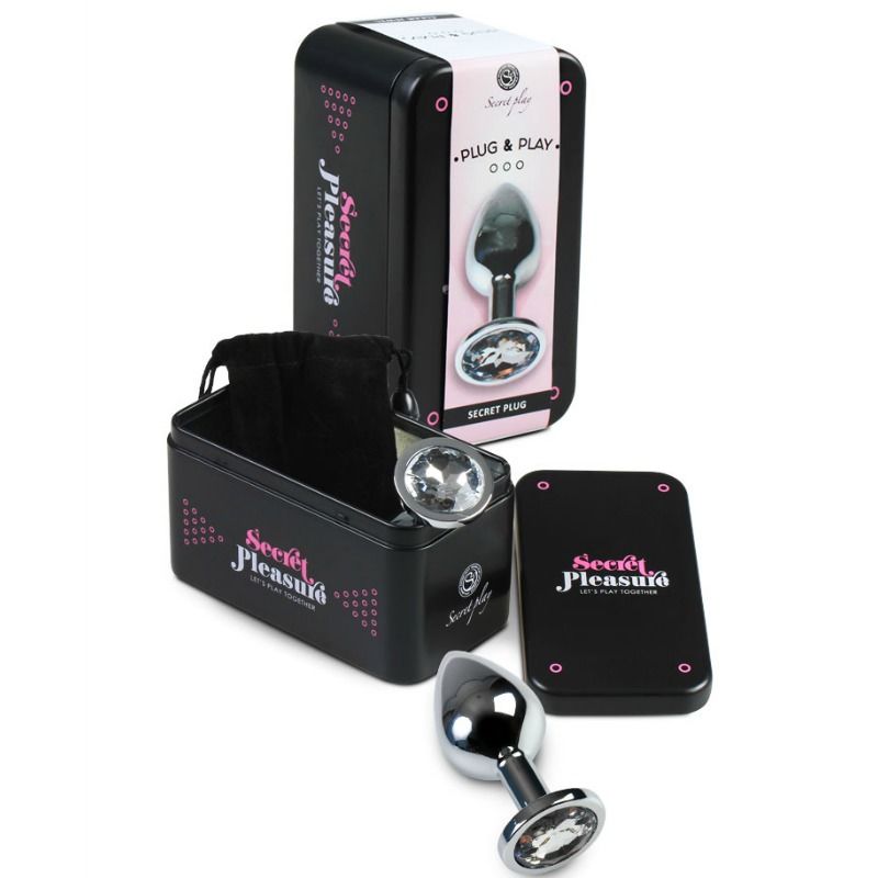 Secretplay Plug - Accessorio intimo, colore trasparente alluminio 8 cm - vista laterale