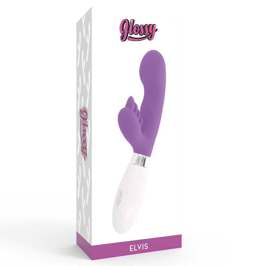 Glossy Elvis - Massaggiatore doppio, colore viola - vista frontale