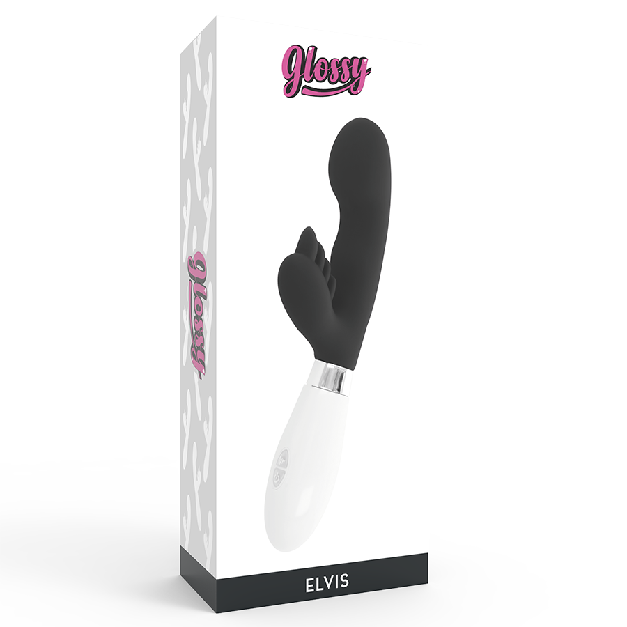 Glossy Elvis - Massaggiatore doppio, colore nero - vista frontale