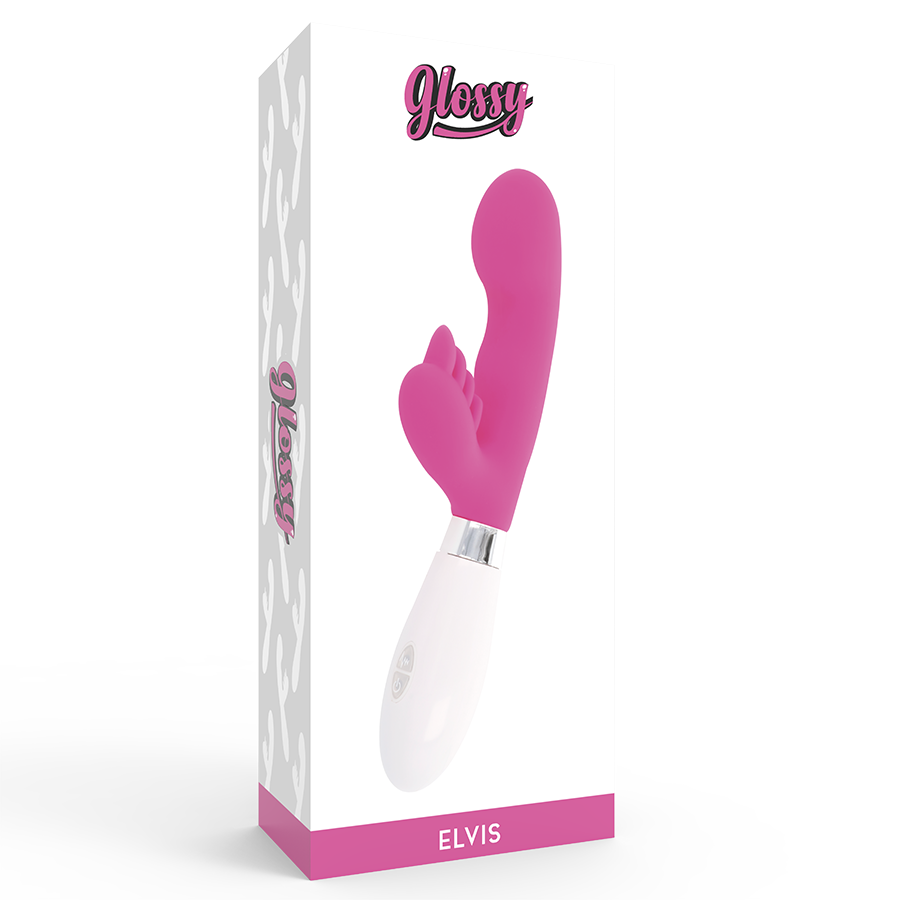 Glossy Elvis - Massaggiatore doppio, colore rosa - vista frontale