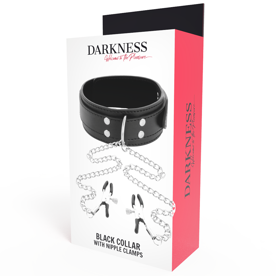 Darkness Collare - Accessorio intimo, colore morsetti capezzoli nero - nella confezione