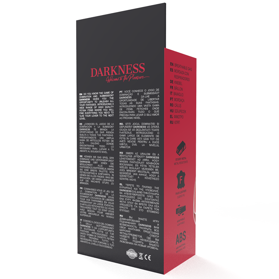 Darkness Bavaglino Traspirante - Accessorio intimo, colore rosso - in mano per le dimensioni