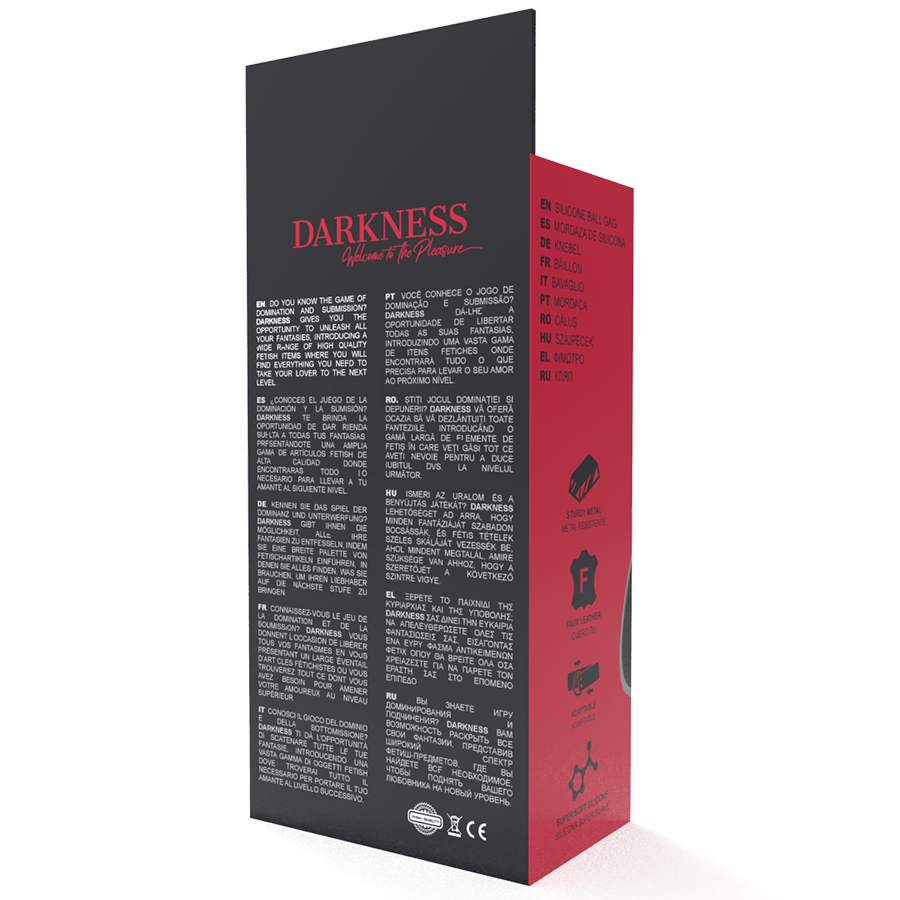 Darkness Bavaglino - Accessorio intimo, colore nero - in mano per le dimensioni