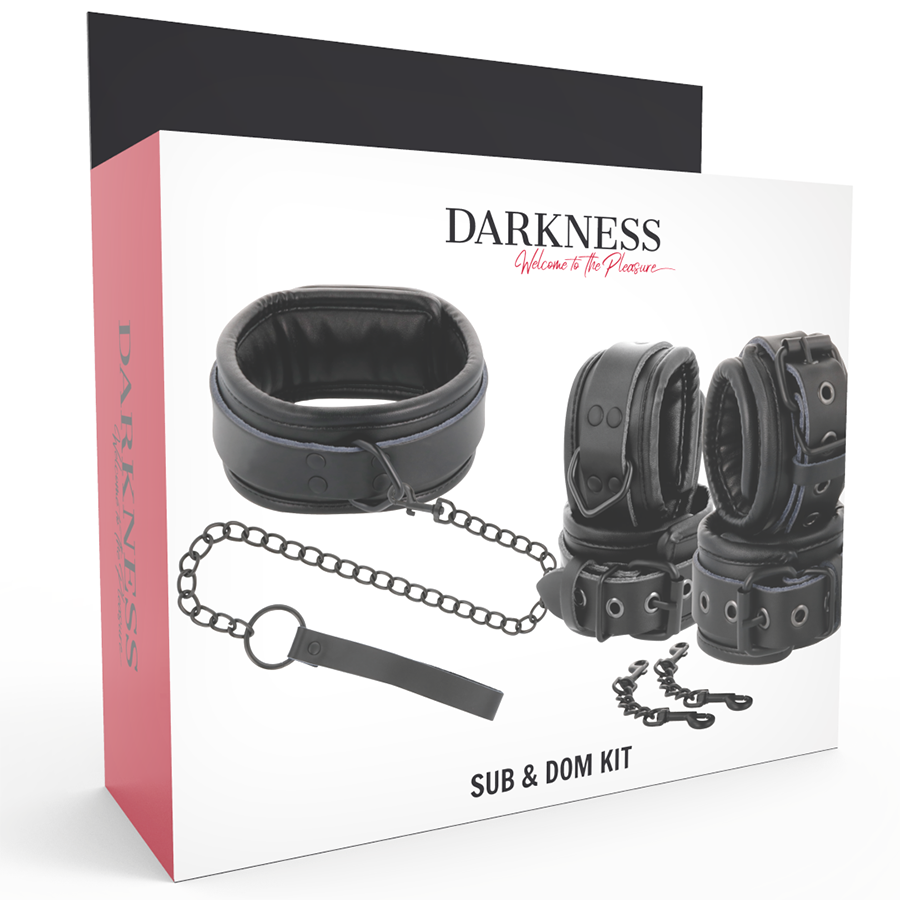 Darkness Manette - Accessorio intimo, colore colletto pelle nera - nella confezione