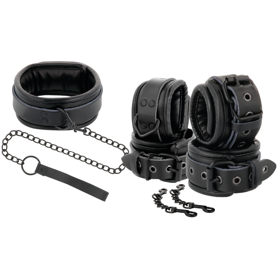 Darkness Manette - Accessorio intimo, colore colletto pelle nera - vista laterale