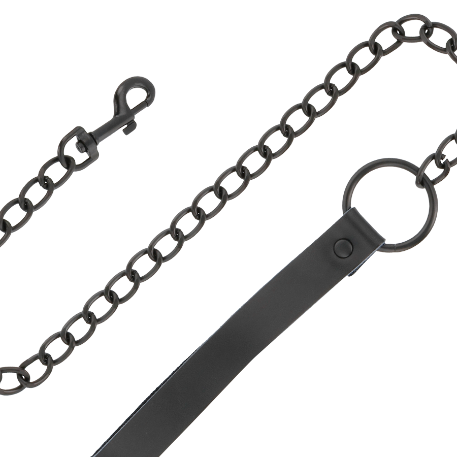 Darkness Manette - Accessorio intimo, colore colletto pelle nera - in mano per le dimensioni
