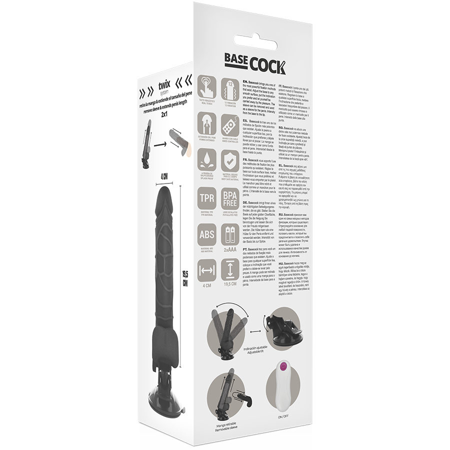 Basecock Naturale - Massaggiatore con telecomando, colore nero - in mano per le dimensioni