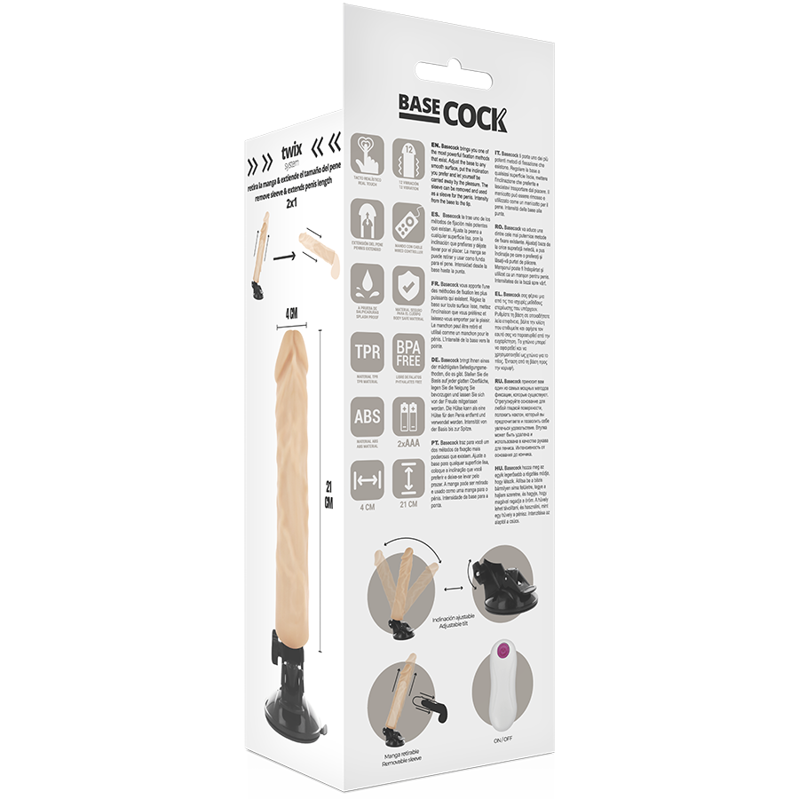Basecock Naturale 21 CM O 4 CM - Massaggiatore con telecomando, colore naturale - in mano per le dimensioni