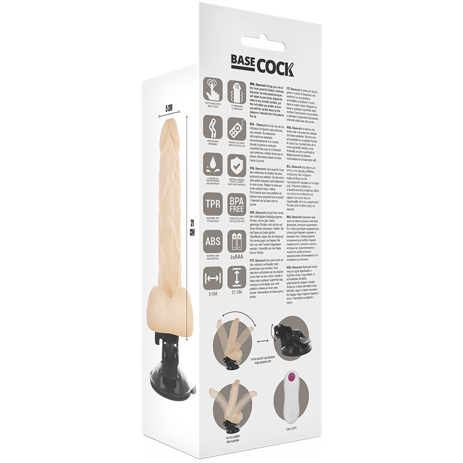 Basecock Articolabile - Massaggiatore con telecomando, colore naturale - in mano per le dimensioni