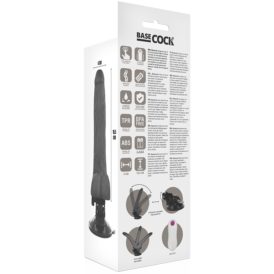 Basecock Articolabile - Massaggiatore con telecomando, colore nero - retro