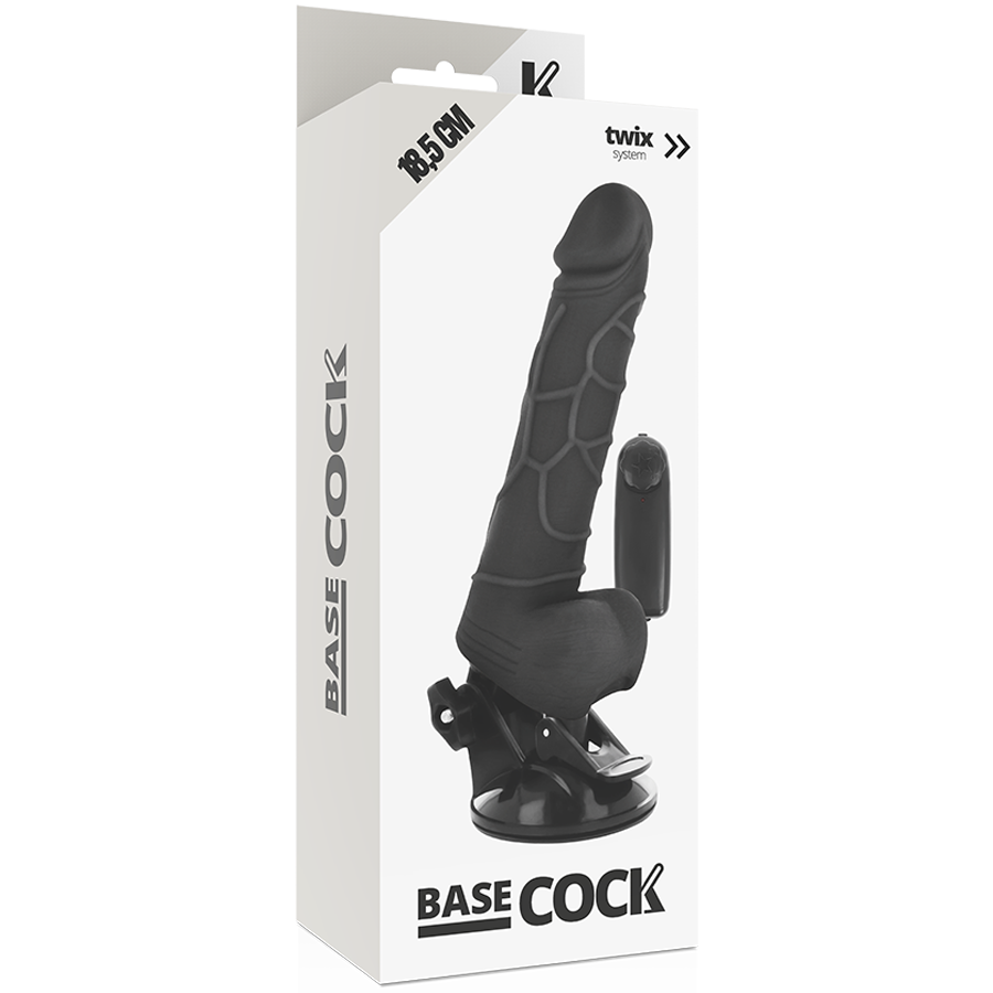 Basecock 18.5 CM O 4CM - Massaggiatore con telecomando, colore nero - nella confezione