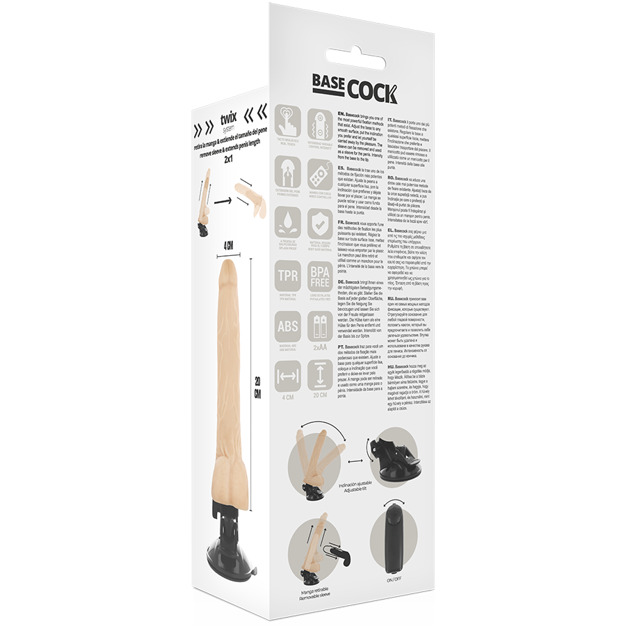Basecock Testicoli 20 CM O 4 CM - Massaggiatore con telecomando, colore naturale - in mano per le dimensioni