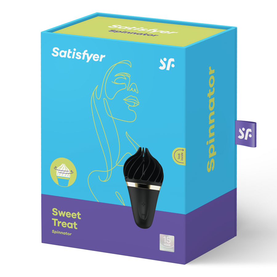 Satisfyer Sweet Treat Spinnator Marrone - Massaggiatore ad aria pulsata, colore nero - in mano per le dimensioni