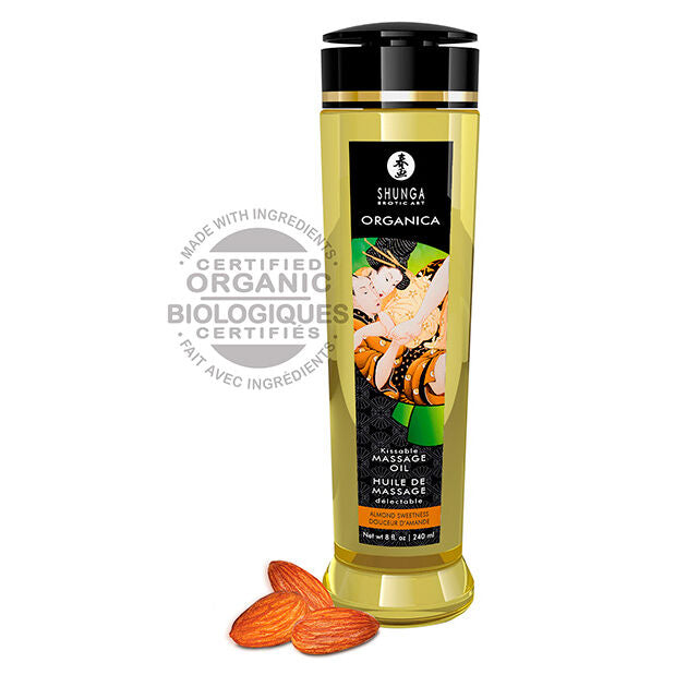 Shunga Alle Mandorle Biologico 240 ml - Olio da massaggio, kit da 3