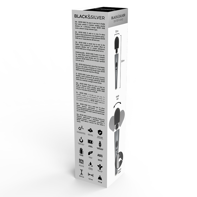 Black&Silver Bacchetta - Massaggiatore wand - nella confezione