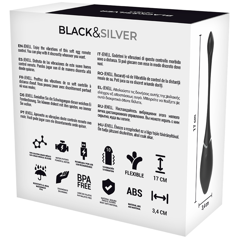 Black&Silver Jenell - Massaggiatore con telecomando - vista laterale